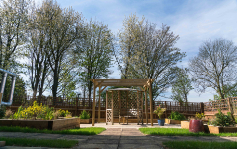 garden at at Lyndon Hall Care Home